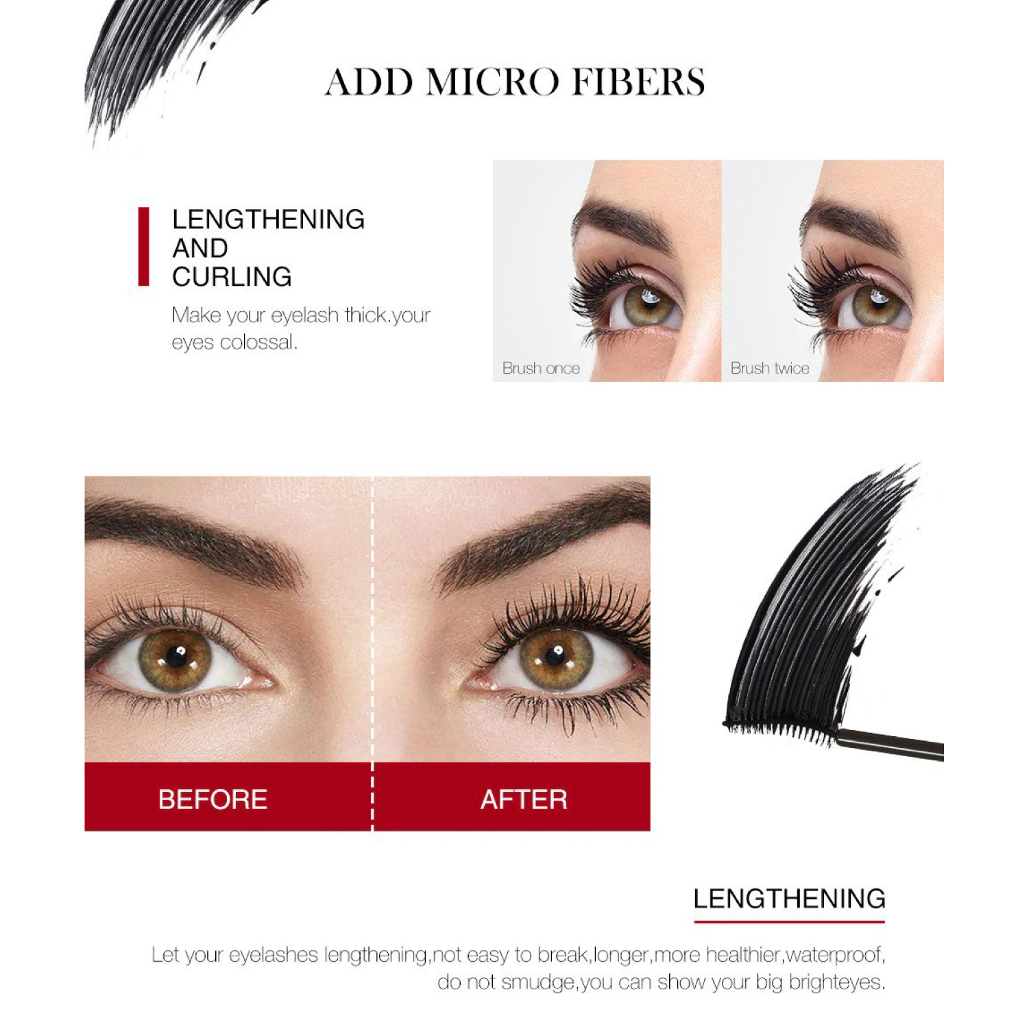 Microfiber Lash Mascara Long Lasting Lengthening Curling Waterproof Black Mascara-02